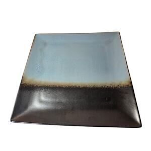 Set of 2 GIBSON ELITE Kaidence Blue Brown Square Stoneware 10.75" Plates
